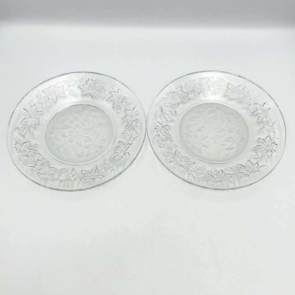 Vintage 1980s Princess House Fantasia Clear Glass Luncheon Plates 8" Set of‎ 2